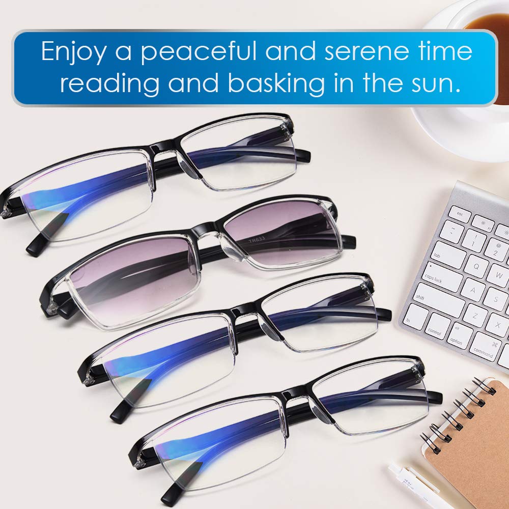LUFF 4Pcs Anti-Blue-ray Reading Glasses Portable Ultra-Light Readers