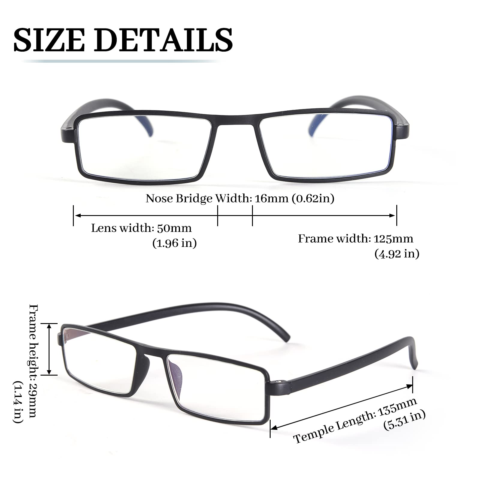 LUFF Blue-Light-Blocking Reading Glasses - 4pcs Prescription Eyeglasses for Women