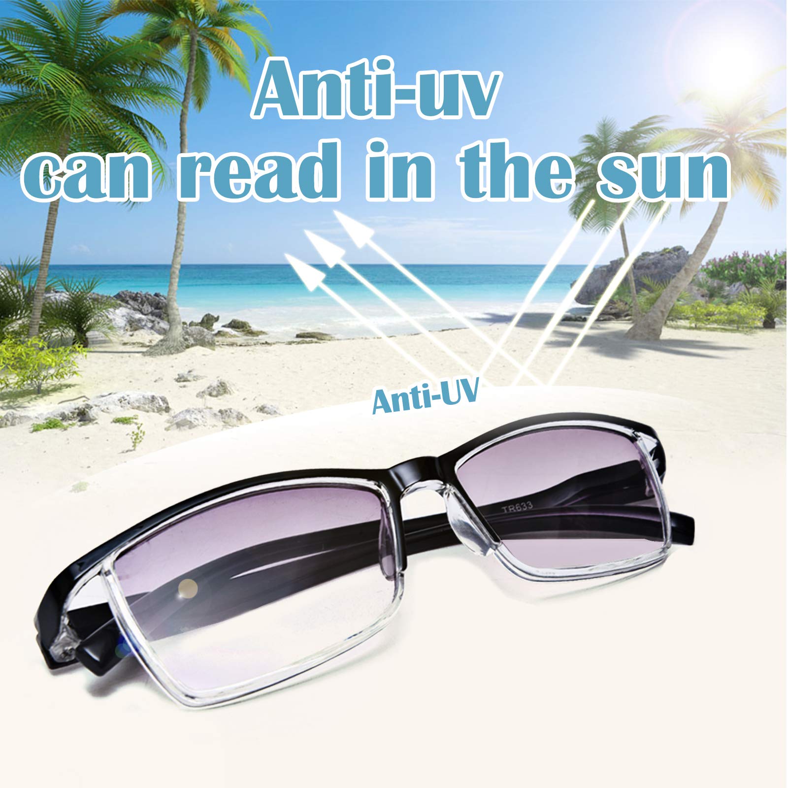 LUFF 4pairs Reading Glasses Computer Eyeglasses, Gray Can Filter UV
