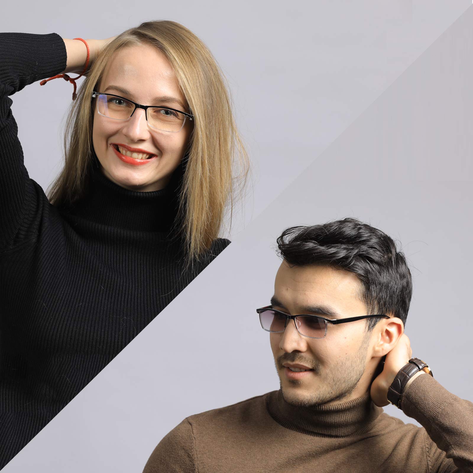LUFF 4pairs Reading Glasses Computer Eyeglasses, Gray Can Filter UV