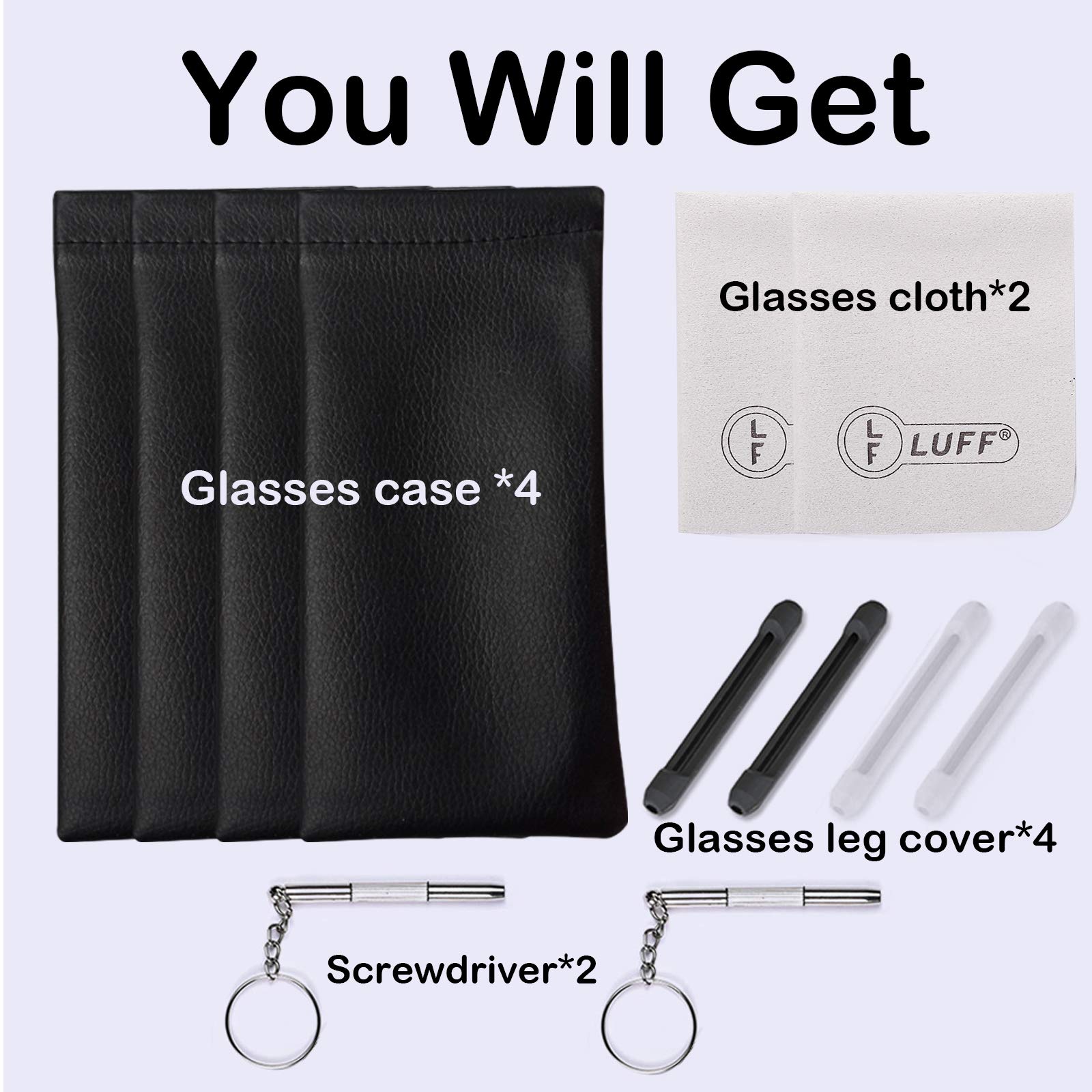 LUFF Blue-Light-Blocking Reading Glasses - 4pcs Prescription Eyeglasses for Women