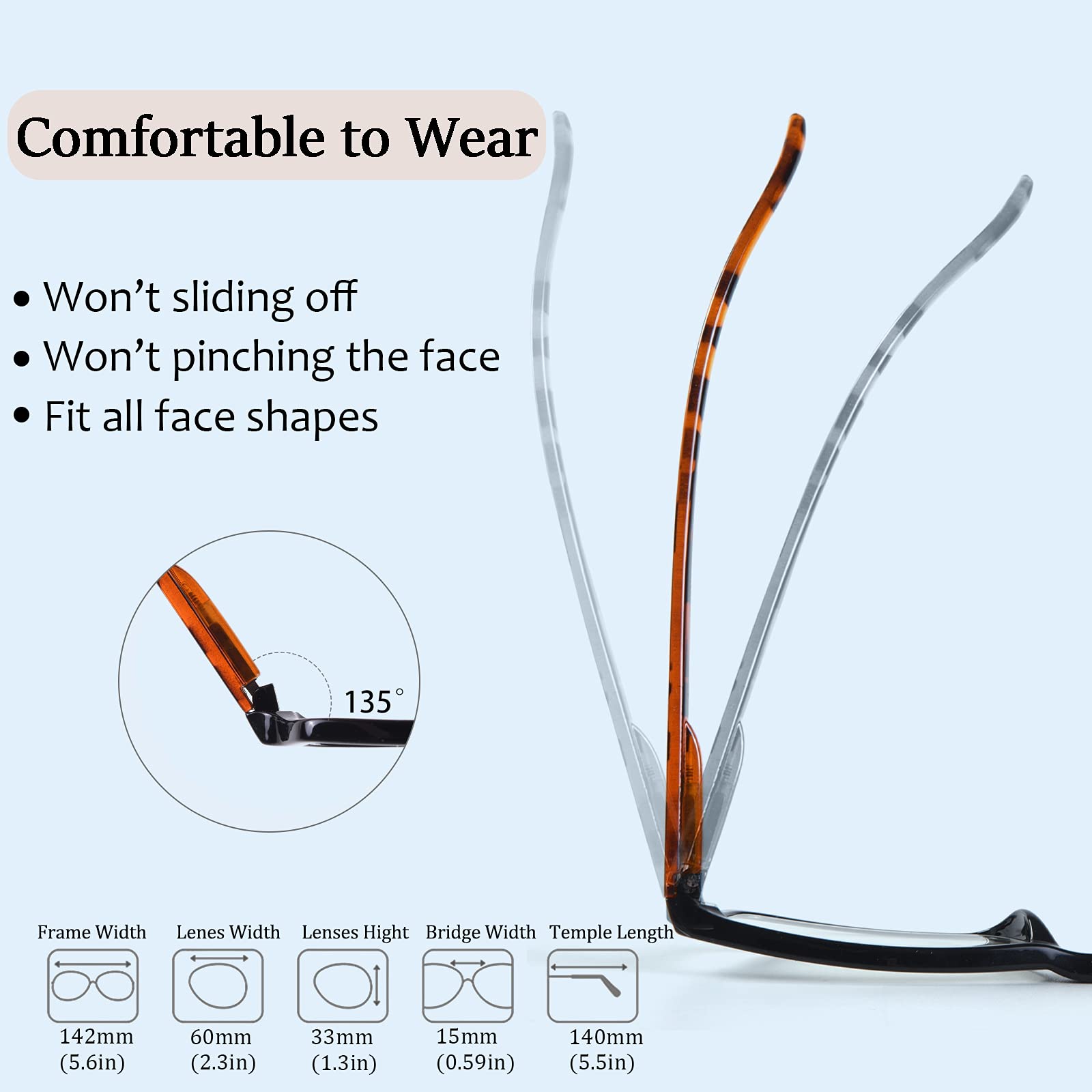 LUFF 4PACK Anti-Blue-Light Reading Glasses - Fashion HD Reader,Reduce Eyestrain Lightweight Computer Eyeglasses for Women Men
