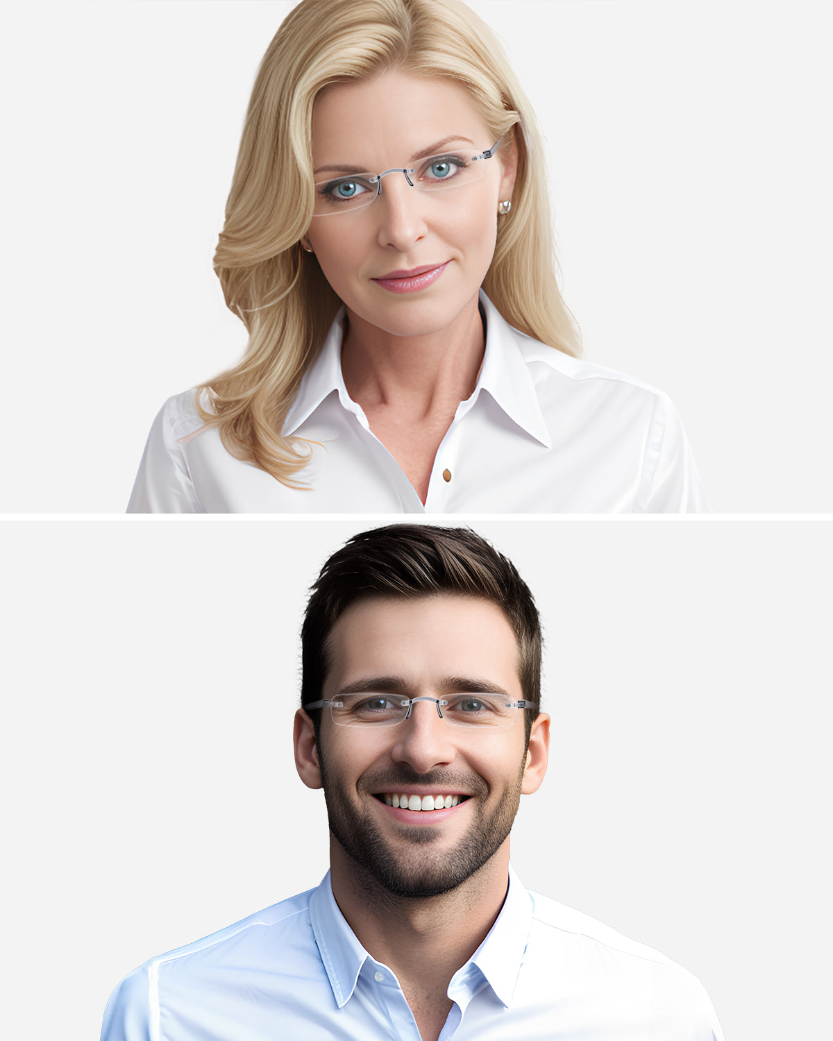 LUFF Rimless Reading Glasses for Men Women, Lightweight Flexible TR90 Reader Comfort to Wear,HD Frameless Glasses