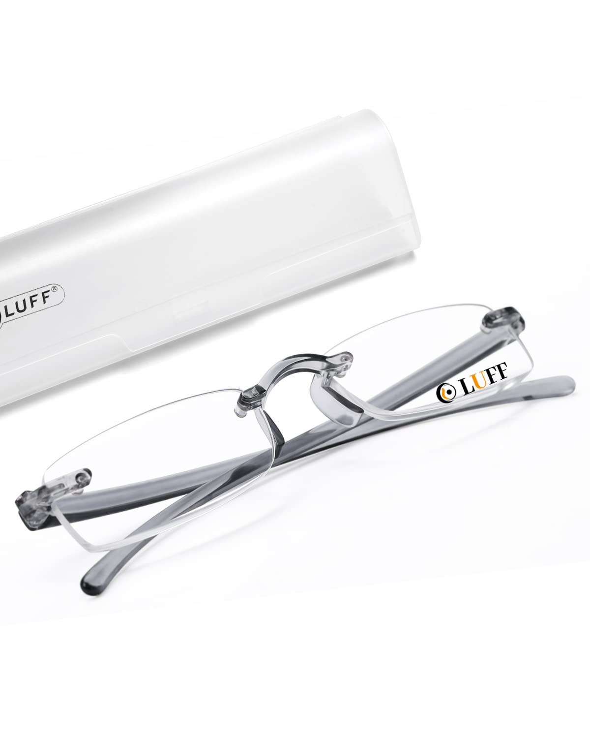 LUFF Rimless Reading Glasses for Men Women, Lightweight Flexible TR90 Reader Comfort to Wear,HD Frameless Glasses