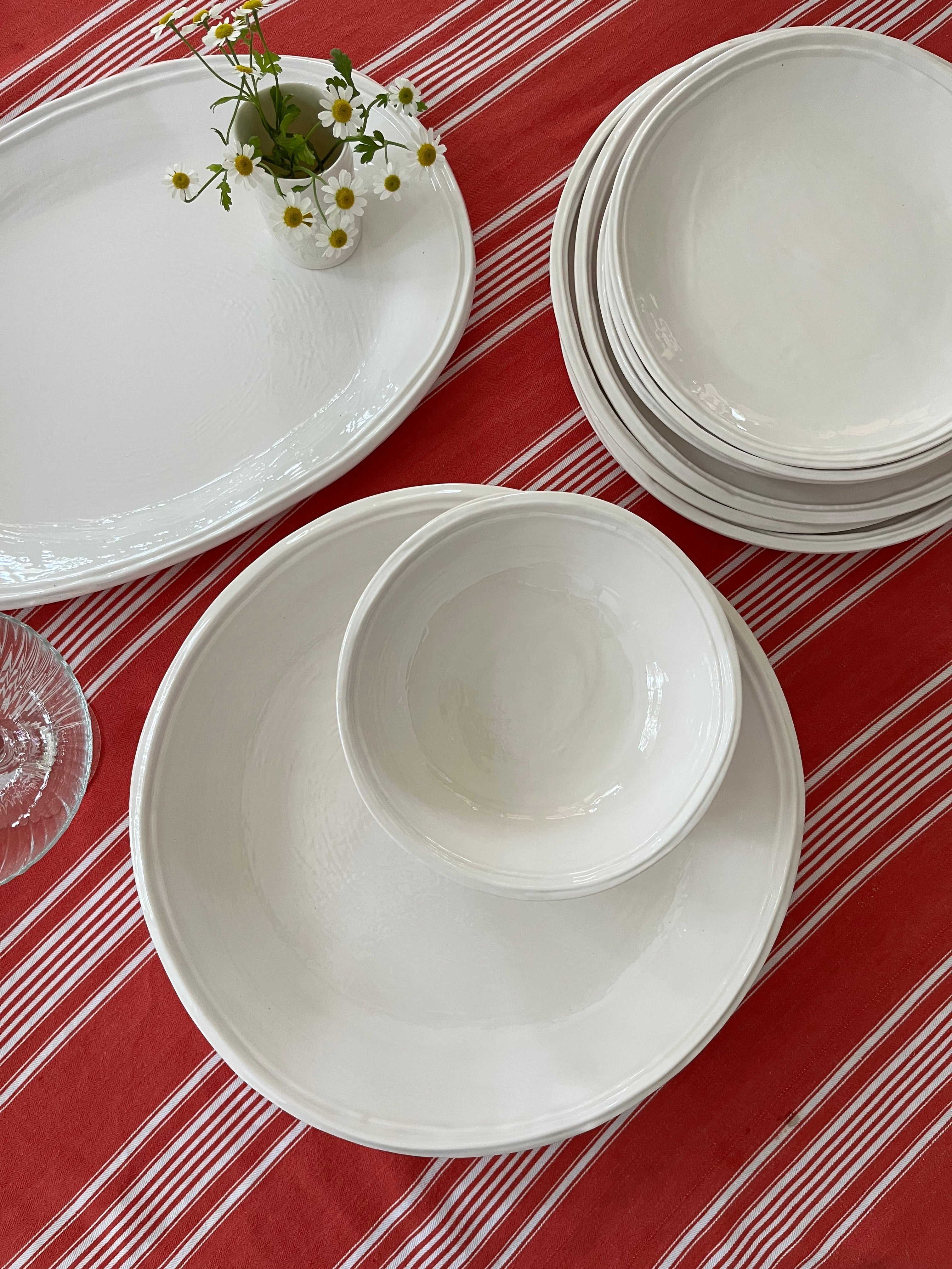 Double Line Large Pasta Serving Bowl