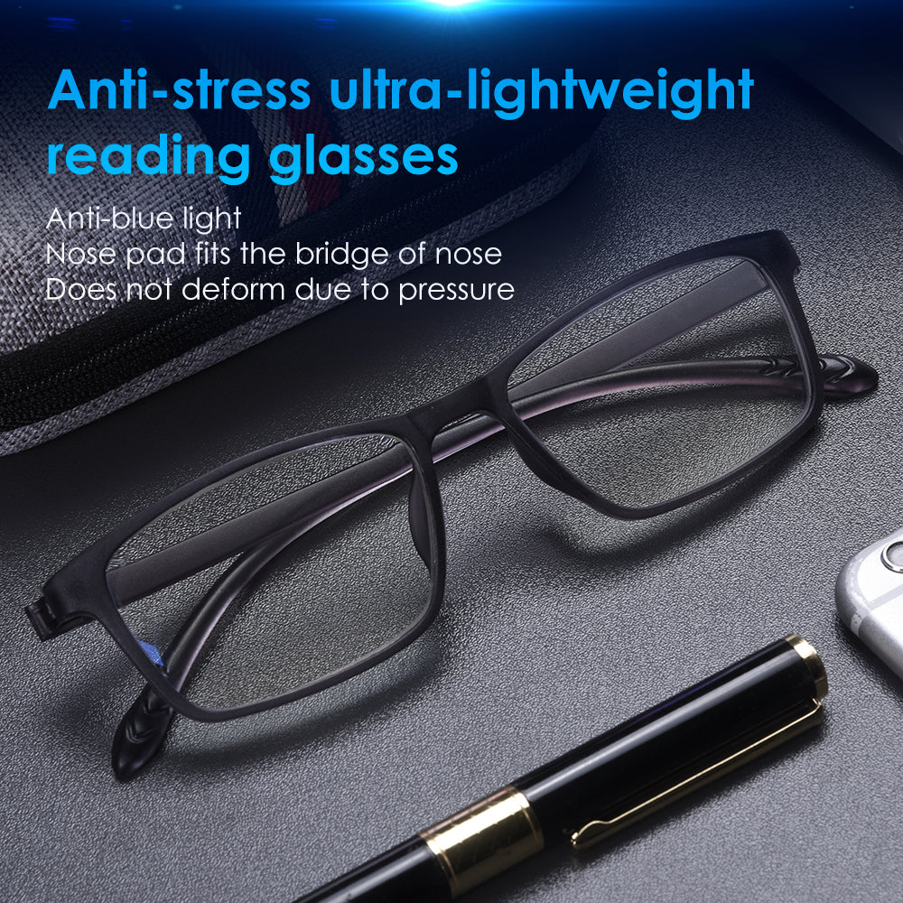 LUFF 4 Pcs Of Reading Glasses That Are Not Afraid Of Pressure Fashionable Resin, Anti-Blue Light, Ultra-Light Reading Glasses, Unisex