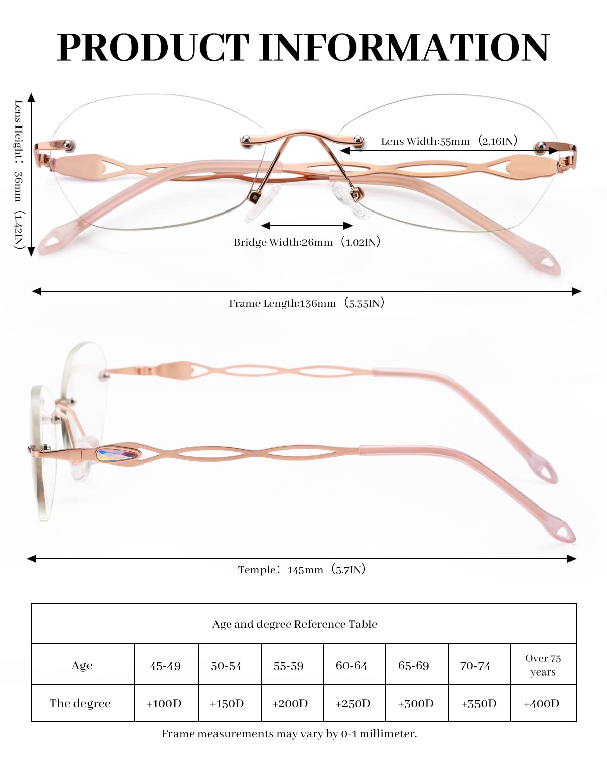 LUFF Rimless Reading Glasses for women men Blue light blocking lightweight metal classic computer readers Anti Eyestrain