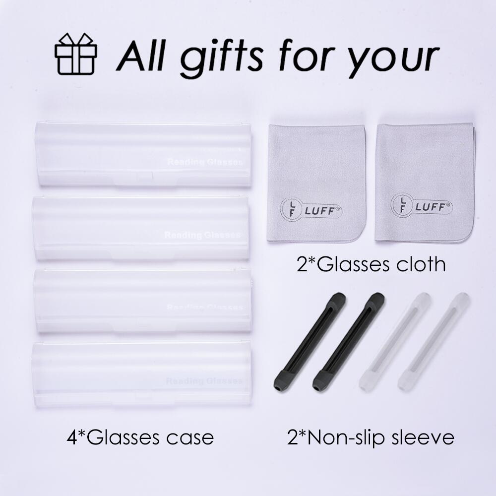 LUFF 4 Pcs Of Reading Glasses That Are Not Afraid Of Pressure Fashionable Resin, Anti-Blue Light, Ultra-Light Reading Glasses, Unisex
