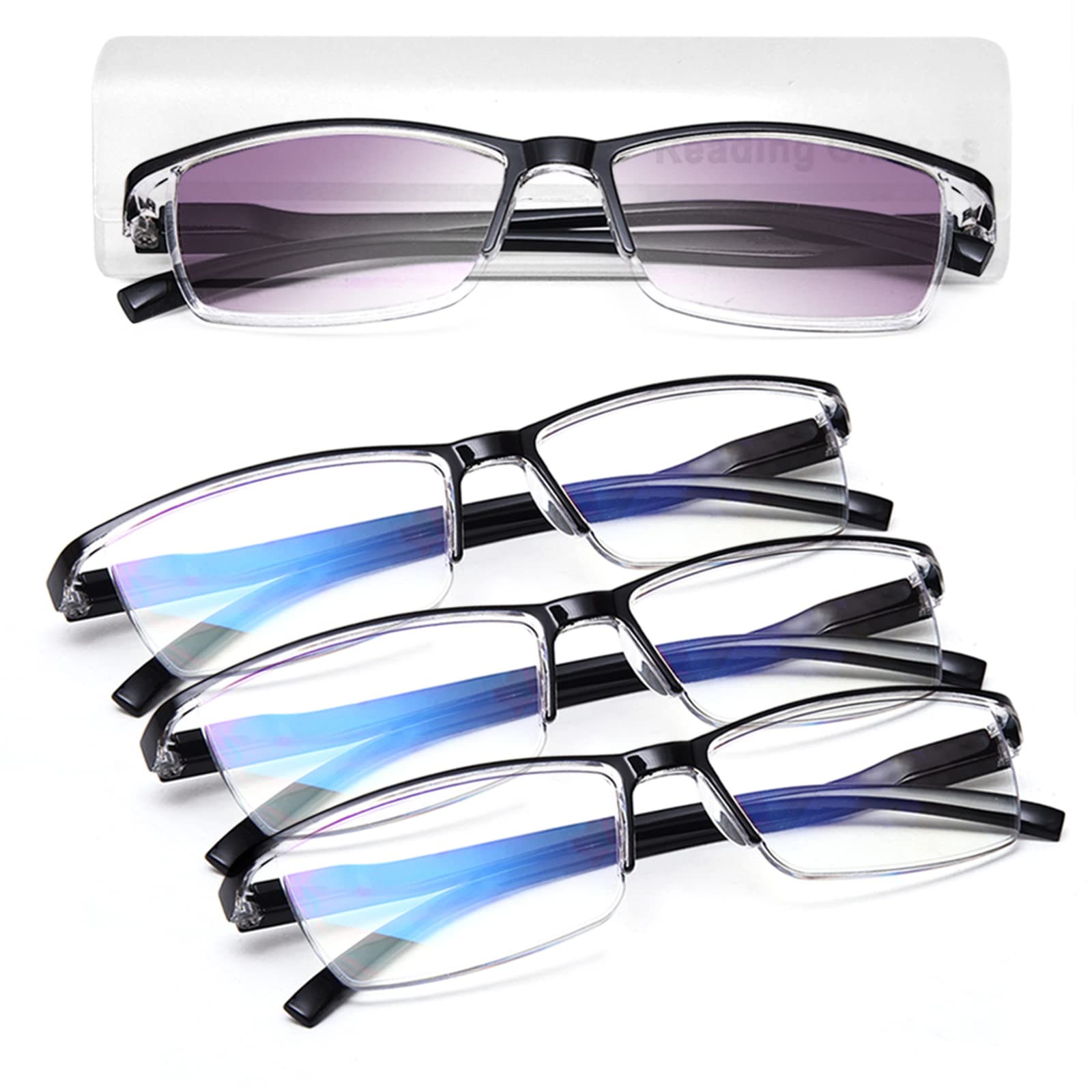 LUFF 4Pcs Anti-Blue-ray Reading Glasses Portable Ultra-Light Readers