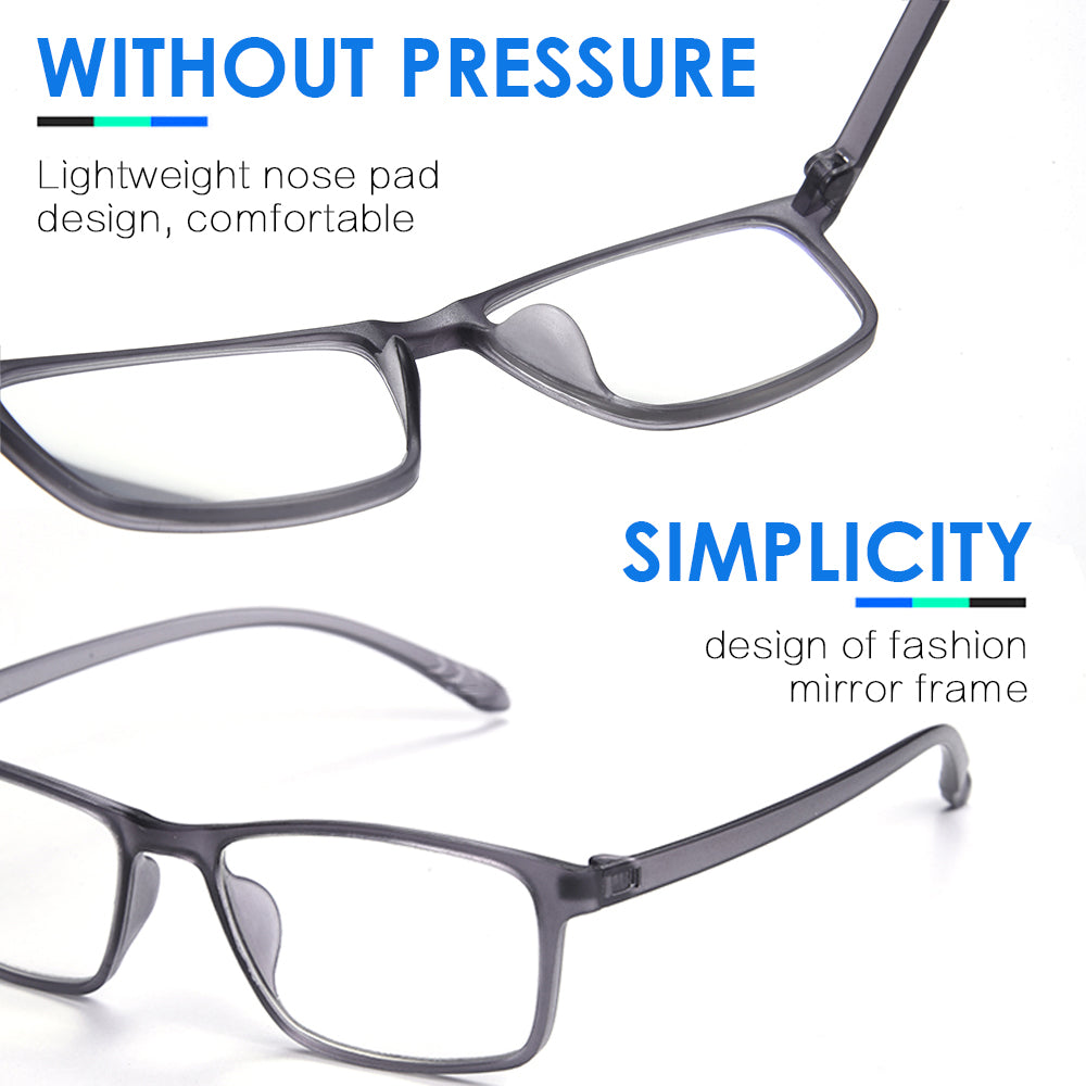 LUFF 4 Pcs Of Reading Glasses That Are Not Afraid Of Pressure Fashionable Resin, Anti-Blue Light, Ultra-Light Reading Glasses, Unisex