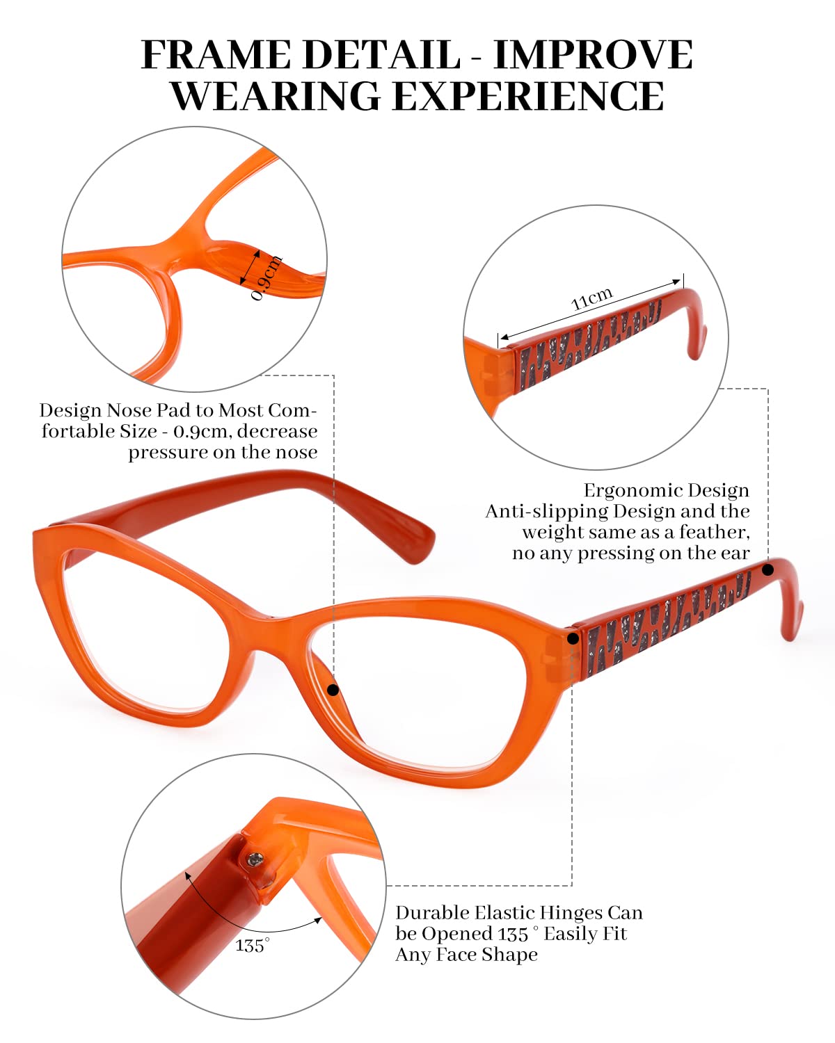 LUFF 4Pack Reading Glasses Blue Light Blocking - for Women Men HD Readers, Spring Hinge Comfort Computer Eyeglasses
